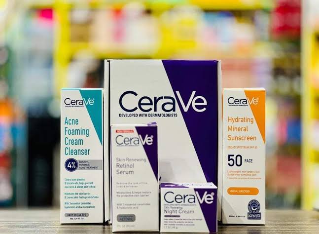 Cerave 4 In 1 Skincare Kit Night Cream, Sunblock, Cleanser & Serum For Radiant Skin