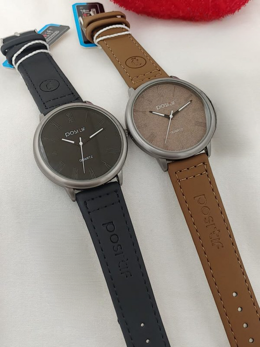 Positif Watch Leather Strap Without Box ( Random Color )